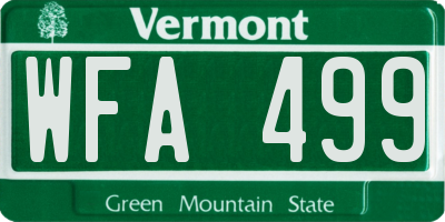 VT license plate WFA499