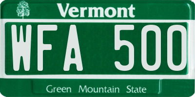 VT license plate WFA500
