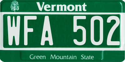VT license plate WFA502