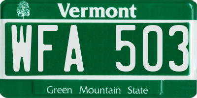 VT license plate WFA503
