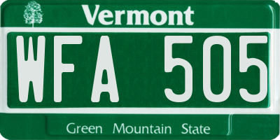 VT license plate WFA505