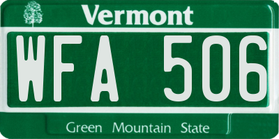 VT license plate WFA506