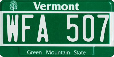 VT license plate WFA507
