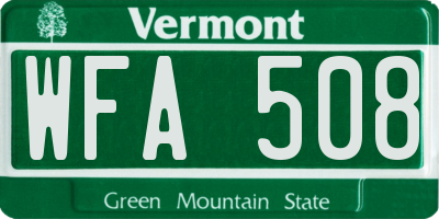 VT license plate WFA508