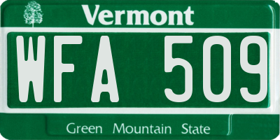 VT license plate WFA509