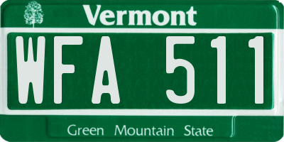 VT license plate WFA511