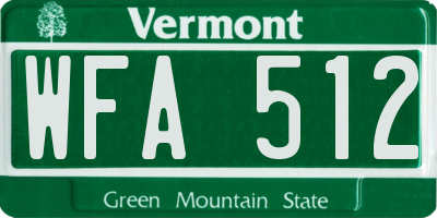 VT license plate WFA512