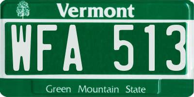 VT license plate WFA513