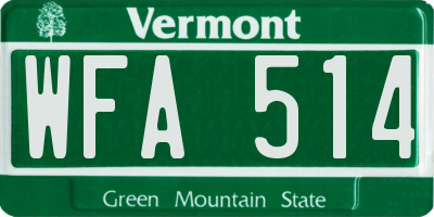 VT license plate WFA514