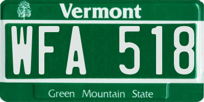 VT license plate WFA518