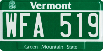 VT license plate WFA519