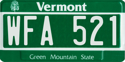 VT license plate WFA521
