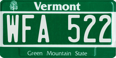 VT license plate WFA522