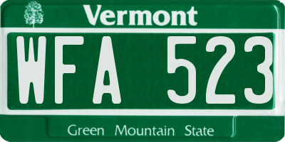VT license plate WFA523