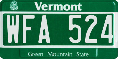 VT license plate WFA524