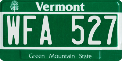 VT license plate WFA527