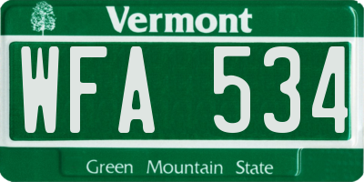 VT license plate WFA534