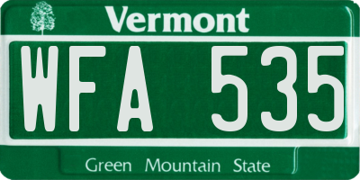 VT license plate WFA535