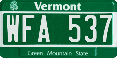 VT license plate WFA537