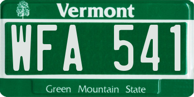 VT license plate WFA541