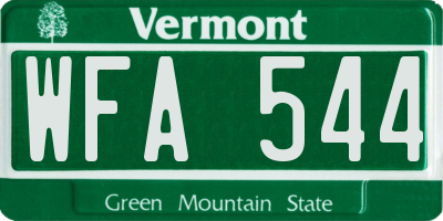 VT license plate WFA544