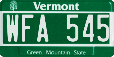VT license plate WFA545