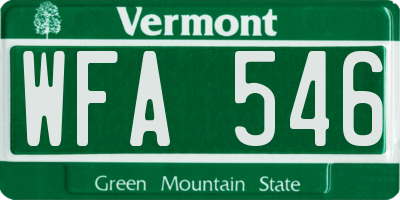 VT license plate WFA546