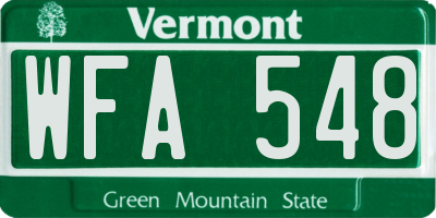 VT license plate WFA548