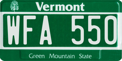 VT license plate WFA550