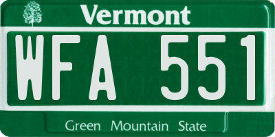 VT license plate WFA551