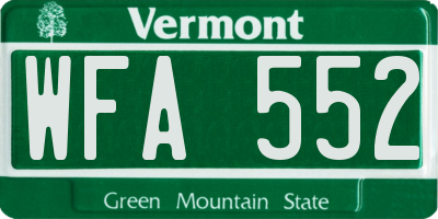 VT license plate WFA552