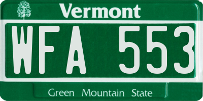 VT license plate WFA553