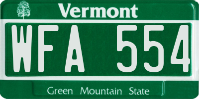 VT license plate WFA554