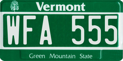 VT license plate WFA555