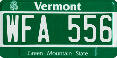 VT license plate WFA556