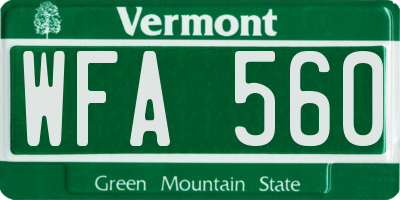 VT license plate WFA560