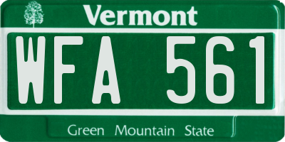 VT license plate WFA561