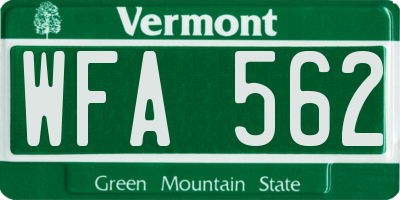 VT license plate WFA562