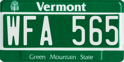 VT license plate WFA565