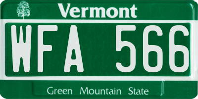 VT license plate WFA566