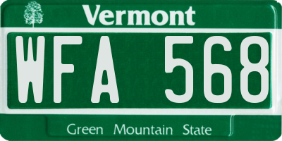 VT license plate WFA568