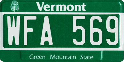 VT license plate WFA569