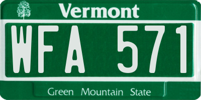 VT license plate WFA571