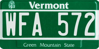 VT license plate WFA572