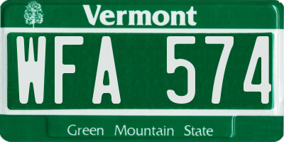 VT license plate WFA574