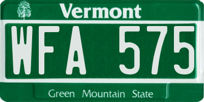 VT license plate WFA575