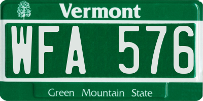 VT license plate WFA576