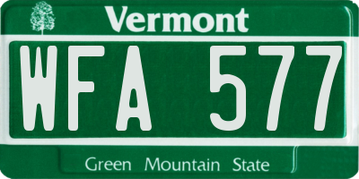 VT license plate WFA577