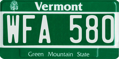 VT license plate WFA580