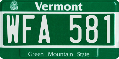 VT license plate WFA581